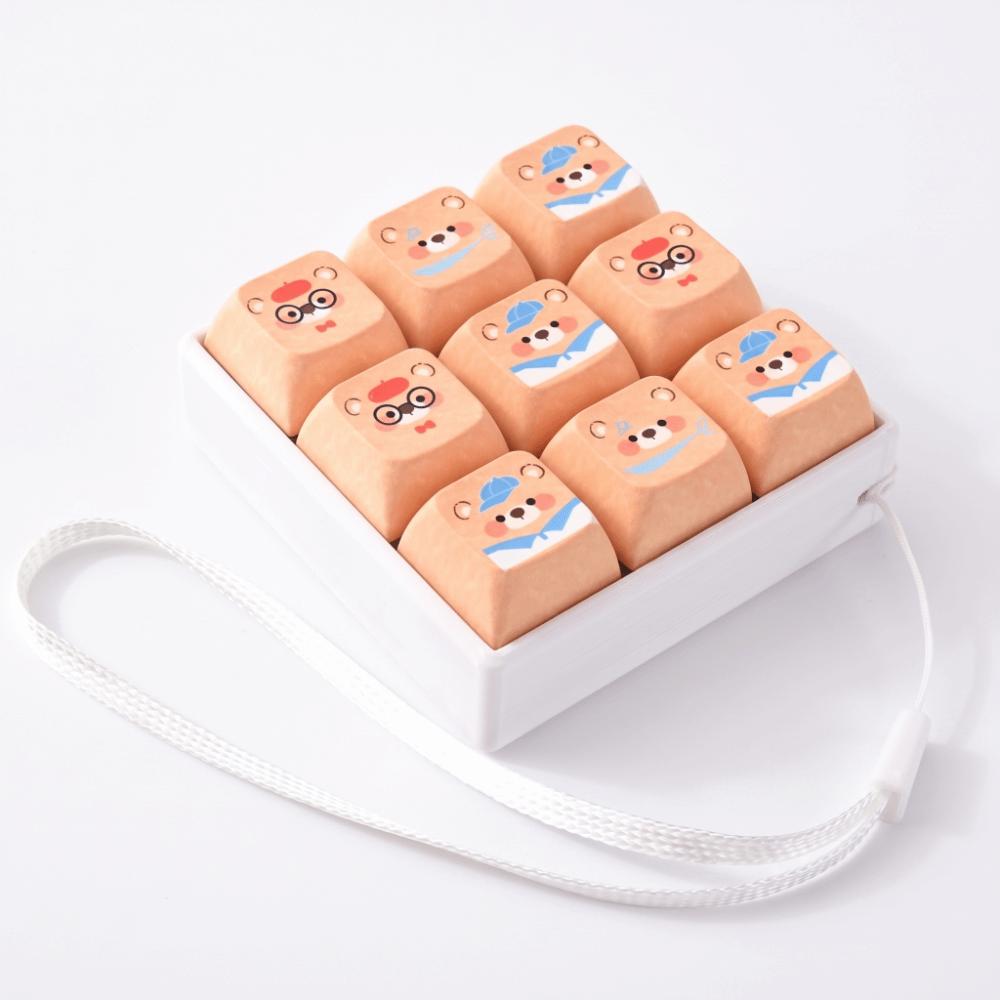 9-Key Keycap Fidget Keychain Creative Keyboard Clicker Toy Keyring Christmas Gift