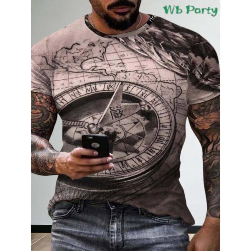 Men's Vintage T-Shirt Marine Adventure 3D Print Top Summer Fashion Casual Loose Tee New Streetwear Short Sleeved T-Shirt for Men