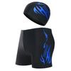 Men's Quick-Dry Plus Size Square Leg Swim Trunks & Cap Set