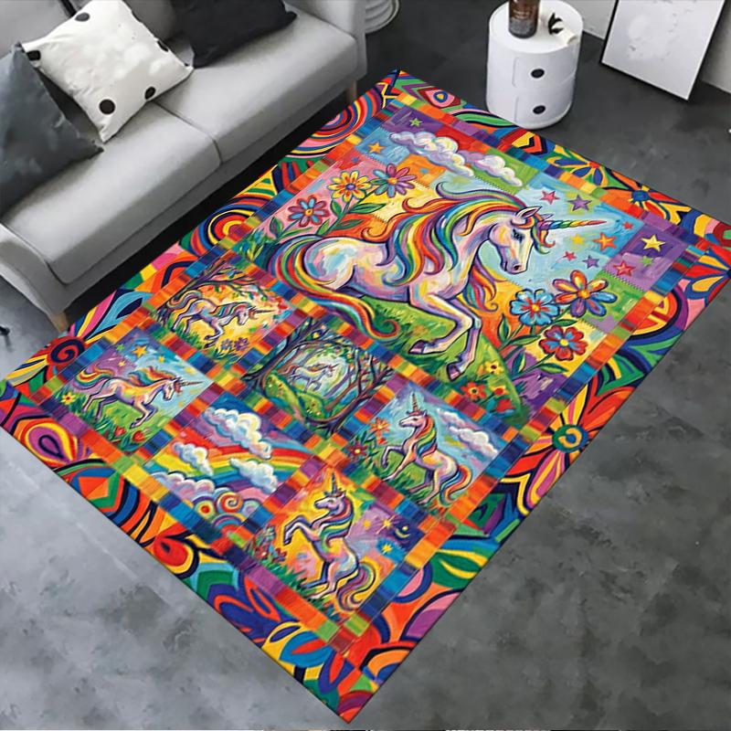 2025 New Unicorn Animal Carpet Rug for Living Room Bedroom Home Sofa Decoration,Kids play Non-slip Floor Mat129