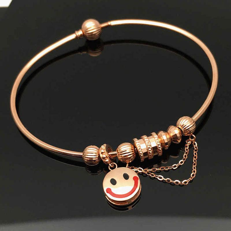 Purple Gold-Plated Rose Gold Women S Fashion Personality Trend High-End Sense Transfer Beads Smiley Face Bracelet