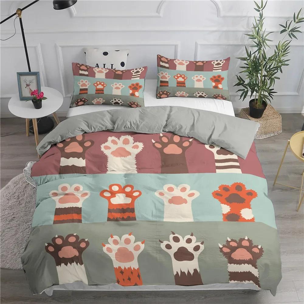 3D Gedrucktes Cartoon Katzen Bettwäscheset Einzelbett Twin Doppelbett Queen King Cal King Größe Bettwäscheset