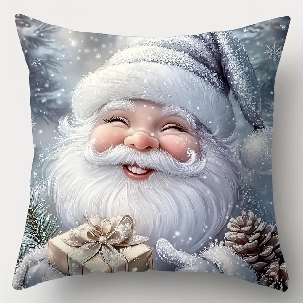 Christmas Pillowcases: Santa, Snowy Trees, Sleigh with Gifts & Snowman! Sofa Room Decoration New Year Holiday Home Decoration
