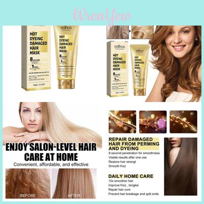 Crema para el Cuidado del Cabello con Queratina Eelhoe Para Cabello Dañado Seco y Encrespado Tratamiento Nutritivo y Suavizante 100g