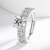2026 Full Diamond Two Carat Plated 925 Sterling Silver Pair Ring European and American Personality Light Luxury Zircon Ring Jewelry
