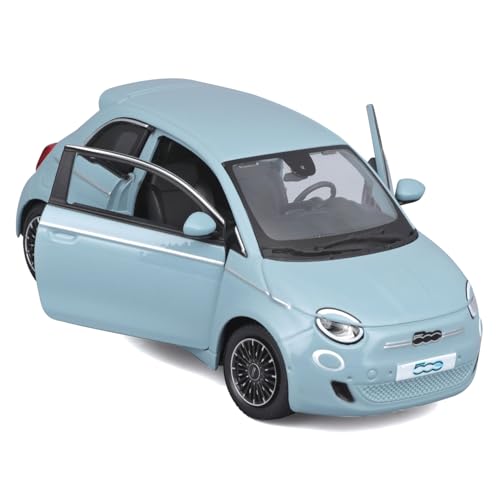 Bburago 1/24 Scale Fiat 500e 2023 Blue / Diecast Model Car, Finished Product, 18-21110 BU