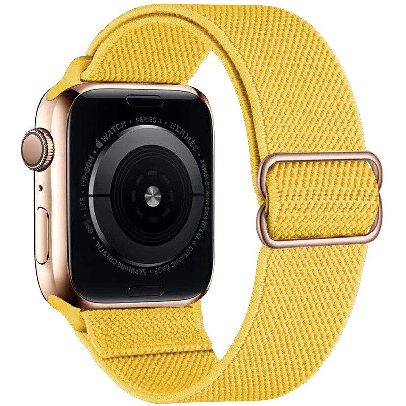 

Нейлоновый ремешок для Apple Watch 10 9 8 7 Band 45 мм 41 мм 44 мм 40 мм 46 мм 42 мм Регулируемый эластичный браслет Solo Loop для iWatch Series 8 5 6 se iwatch 10 42mm жёлтый