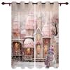 Jul Snømann Snøscene Rosa Hus Vindusgardiner Dekor For Hjem Soverom Kjøkken Stue Ornament Julegaver Navidad