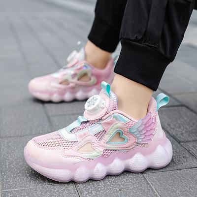 Girls Shoes New Mesh Breathable Medium and Older Children's Sports Shoes Girls Rotating Buckle Children's Casual Shoes