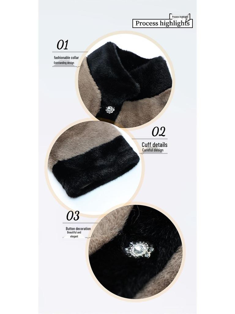 Mom's Faux Mink Velvet Winter Coat for Middle-Aged & Elderly Women - Elegant All-in-One Fur Overcoat