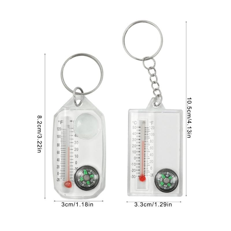 Small Keychains Thermometers Compasses Pocket Sized Compasses Outdoor Mountaineering Buckles Compasses Pointer Camping Tool