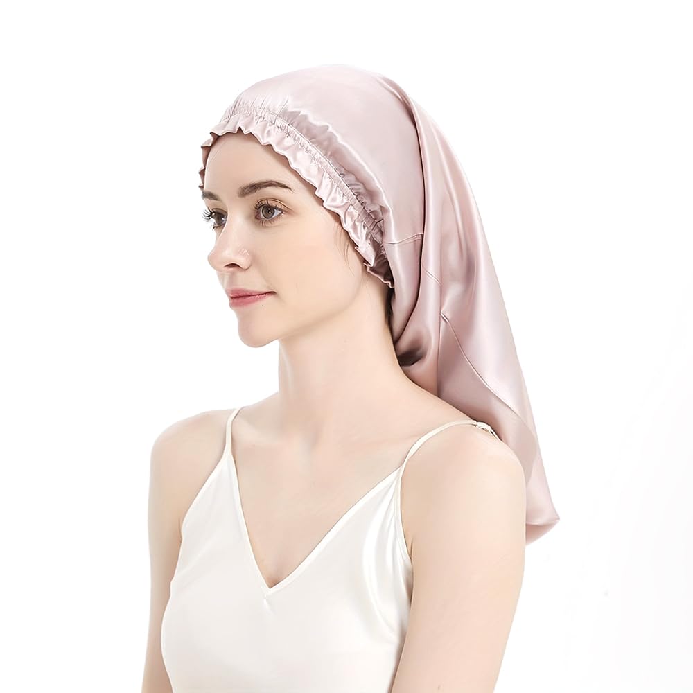 

CHANGJIQ Night Cap for Long Cylindrical Made of Imitation Stays in Place Until Provides Hair Moisturizes the Prevents Reduces and Makes a Great Gift рожевий