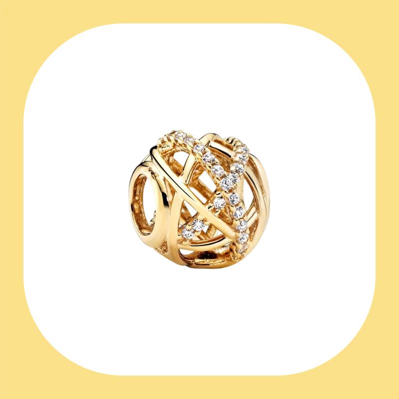 Сделай сам женские украшенияПодарок Искрящаяся Золотая Серия Компонент Бусина-Шарм Компонент Бусины Сияющая Звезда Надежный Защитный Зажим Цепочка Двойное Сердце Разделенное