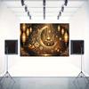 2D Flat Print Eid Mubarak Backdrop Golden Crescent Moon & Mosque Photography Background