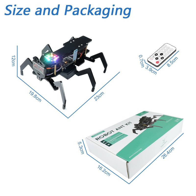Freenove Robot Ant Kit for Arduino, Dot Matrix Expressions, Obstacle Avoidance, Wireless Control App, Ultrasonic Sensor Servo