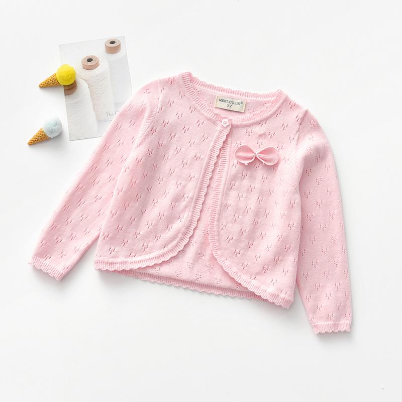 VeraToys Lente en herfst kinderkleding Gebreid vest voor meisjes Fijne wollen ronde hals Dunne kindertrui 90cm roze
