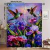Modern Polyester Hummingbird Floral Printed Curtains Home Decoration Room Made Of