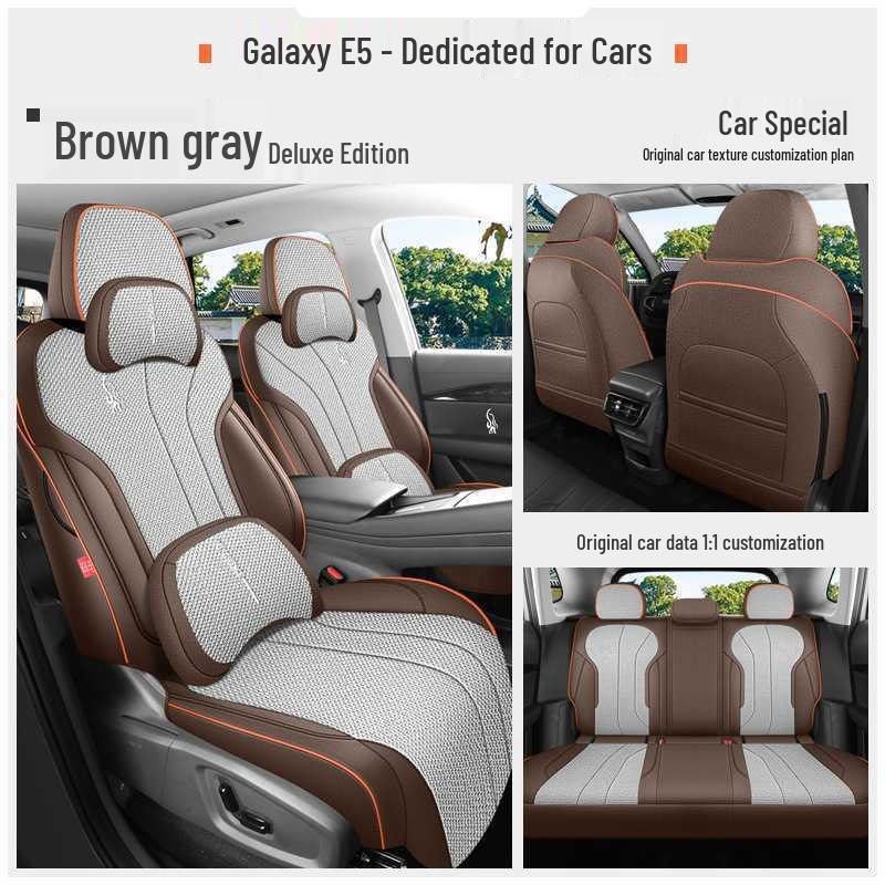 All-Season Breathable Linen/Hemp Seat Covers for Geely Galaxy E5 - Full Coverage