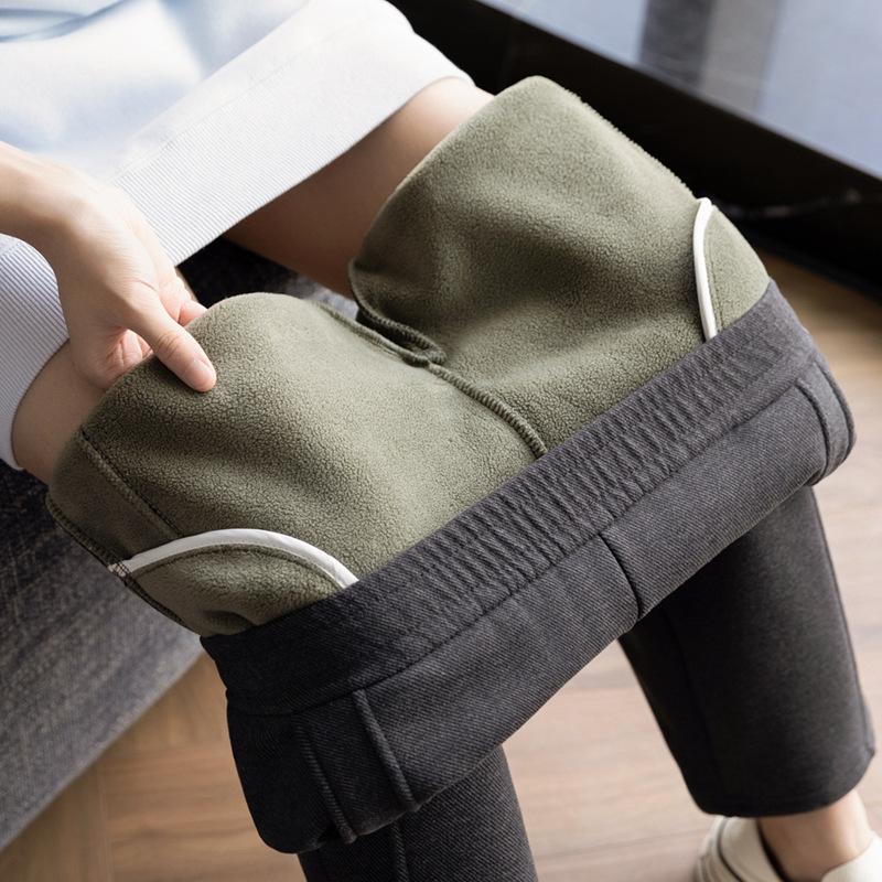 Toamnă Iarnă Talie Elastică Solid Catifea Cald Pantaloni Creion Femei Largi Casual Potrivit cu Orice Pantaloni de Trening