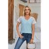 Lace Patchwork V-neck Breathable Top European and American Style Lace Patchwork V-neck Casual Tops