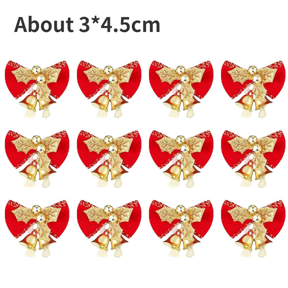 5/1Pcs Christmas Bows with Bells Mini Christmas Bowknot DIY Craft Gift Ornaments Xmas Tree Hanging Decor New Year Home Decor