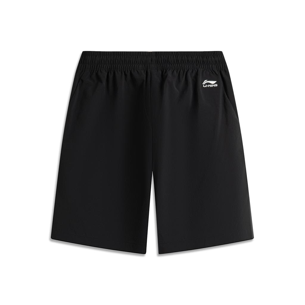 Li Ning Color Block Comfortable Simple Versatile Mid Waist Drawstring Casual Shorts Men Shorts Black AKSV459-3