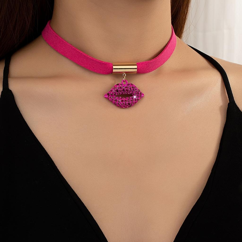 Fashion And Sexy Flaming Red Lips Necklace for Women