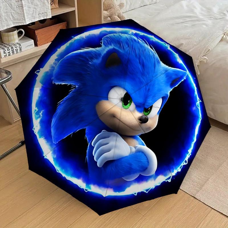 1PC Sonic The Hedgehog Umbrella-8-Rib Reinforced, Automatic Open, Lightweight & Durable, Cute Fashion Accessory for Outdoor-W9286