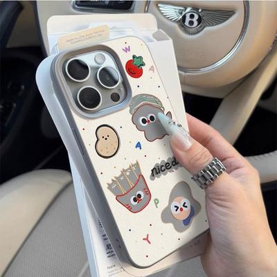 Hamburg Puppy for Apple 16promax/15 Mobile Phone Case 14plus Lychee Pattern 13p Soft Shell 12 Proof