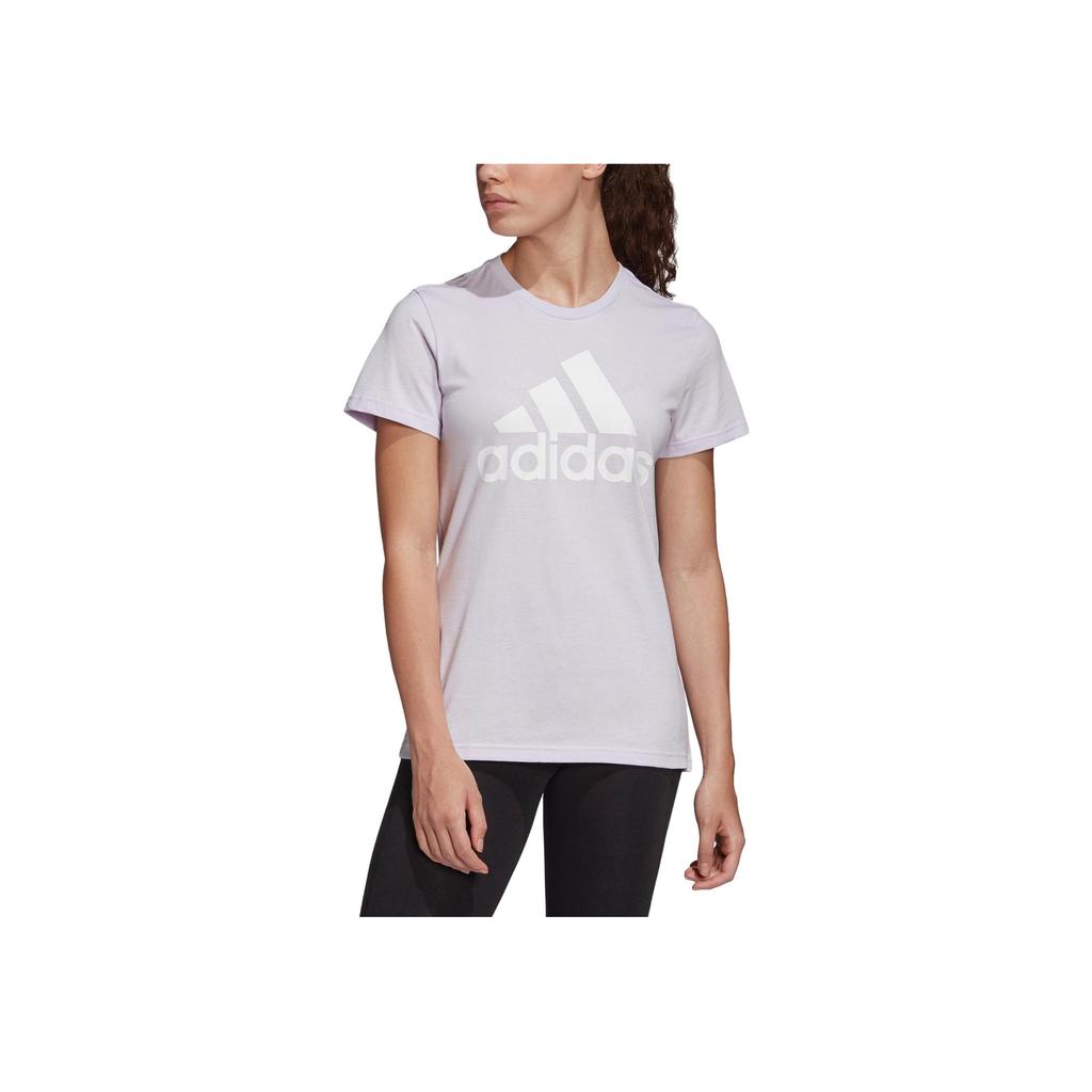 Adidas Must Haves Crew Neck Solid Logo Print T-Shirt Women T-Shirts Purple Gray FQ3240