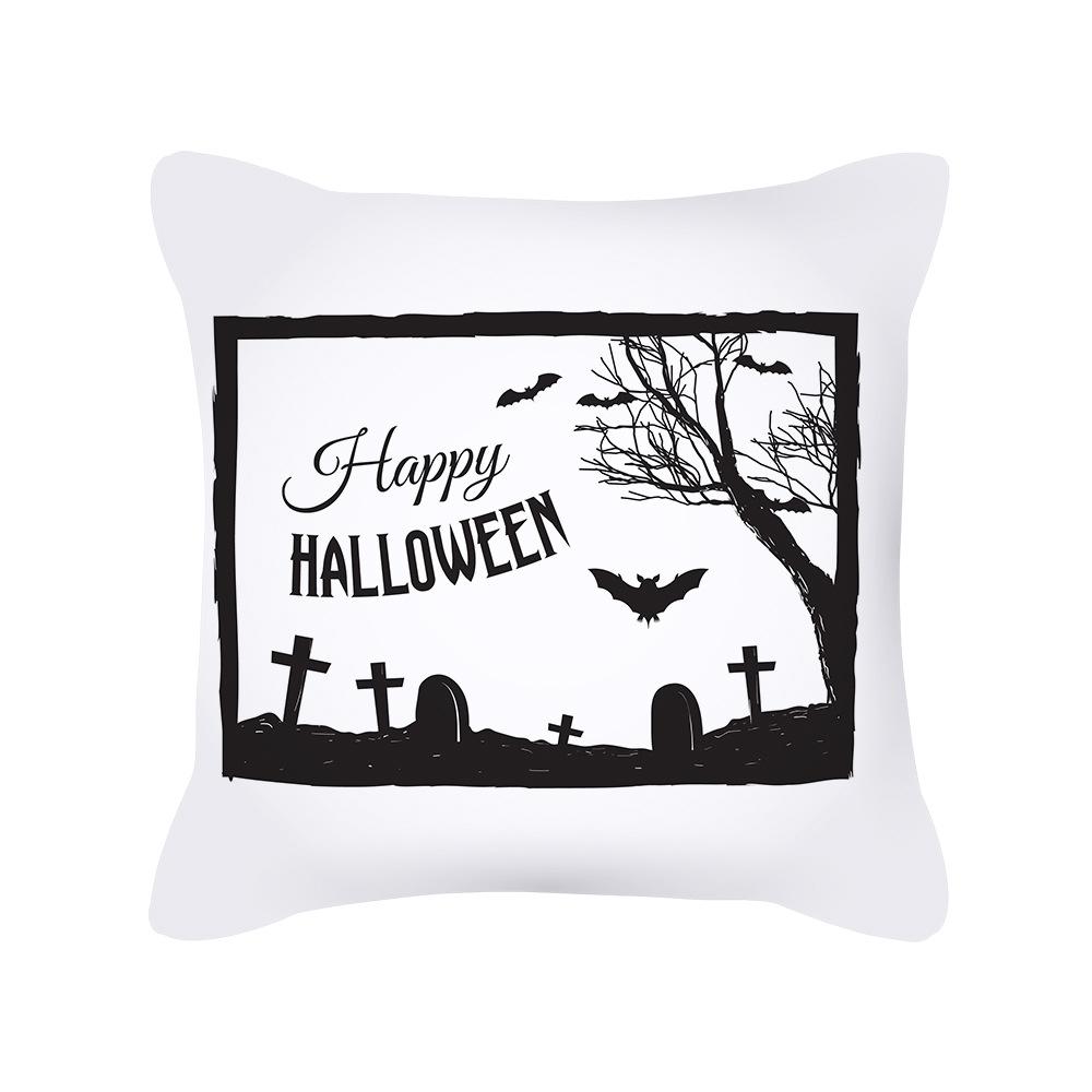Nordic Black and White Halloween Cushion Letters Ghost Peach Skin Cushion Cartoon Home Cushion Cover