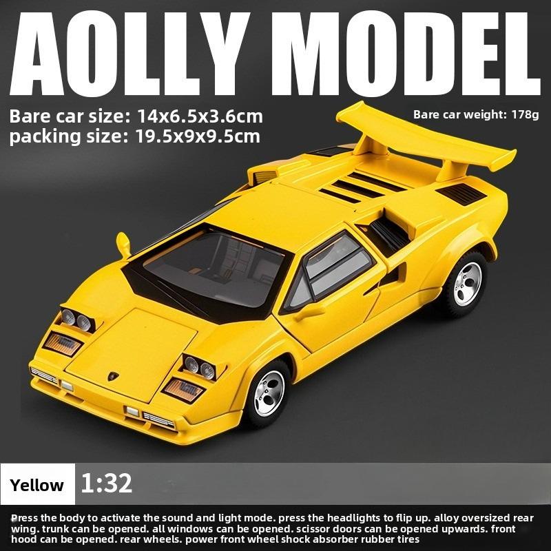 1:32 Countach LP500S Supercar Spielzeugauto Modell Rad Lenkung Geräusch und Licht Kinderspielzeug Sammlerstücke Geburtstagsgeschenke