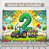 2D Tractor 2nd Birthday Backdrop for Boy Farm Themed Birthday Party