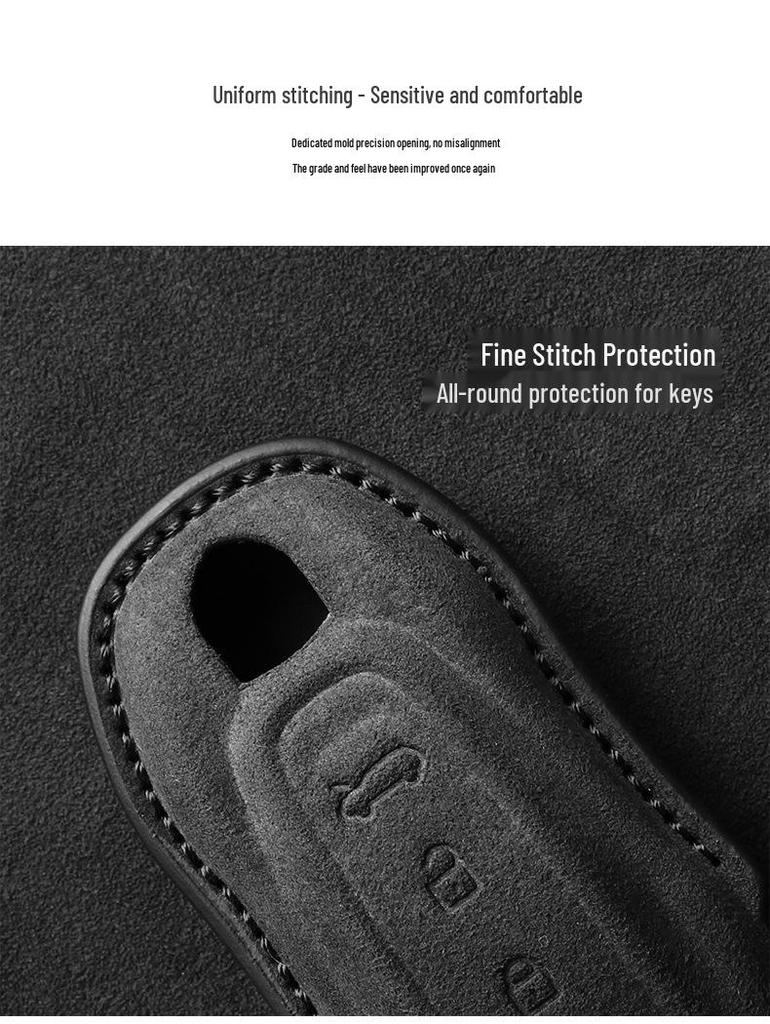 Wildleder Schlüsselabdeckung mit Schnalle für Porsche Macan 4, Passend für 25 Modelle, rein elektrisch & Jincheng Edition