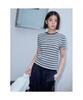 Saendeusaundeu (Women) Striped Short Sleeve T-Shirt Navy