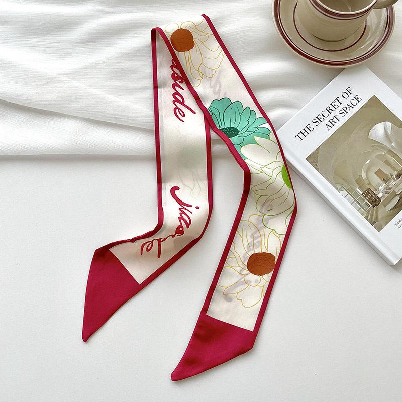 New Luxury Brand Model Small Silk Scarf Women Hair Band Bag Handbag Handle Ribbon Scarf Band Neck Scarves Neckerchief
