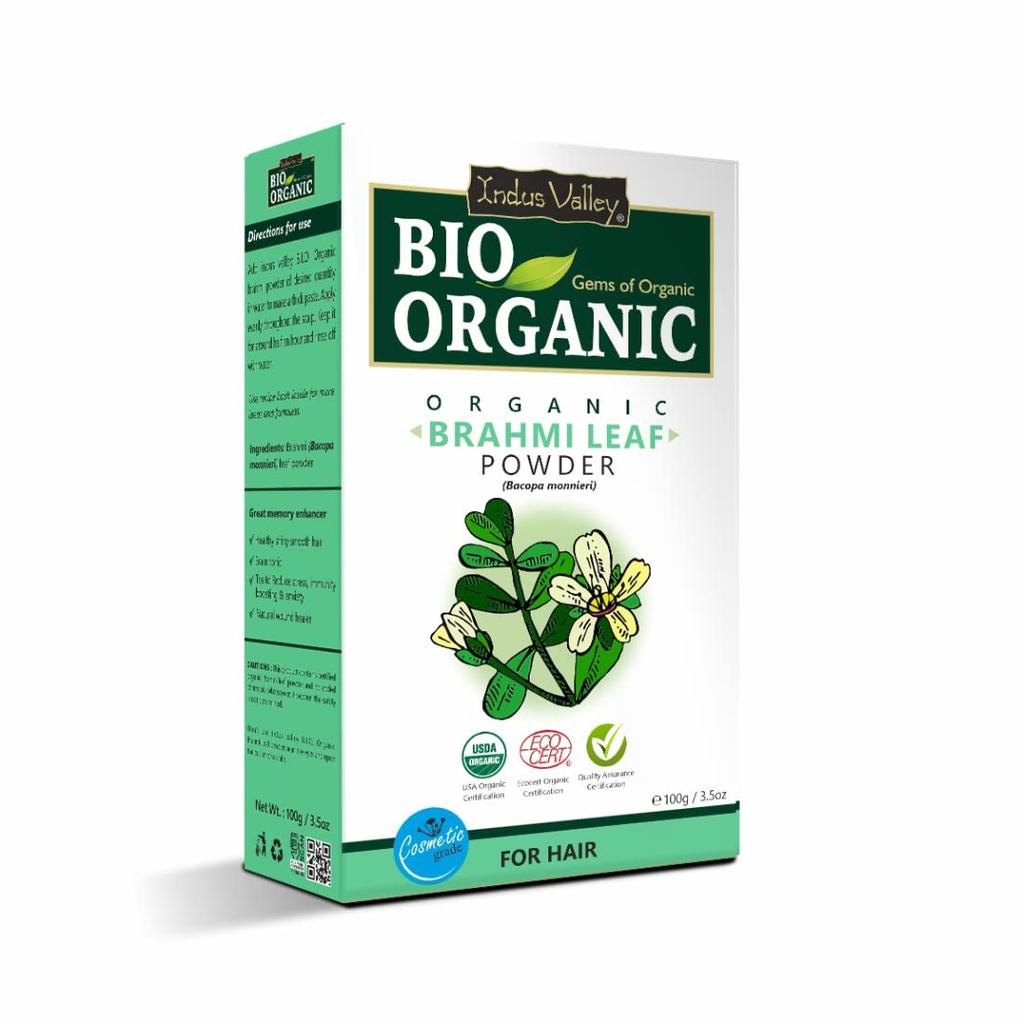 Indus Valley Poudre de Brahmi 100% Biologique | Bacopa monnieri pour Nettoyant Capillaire & Soin Capillaire - (100g)