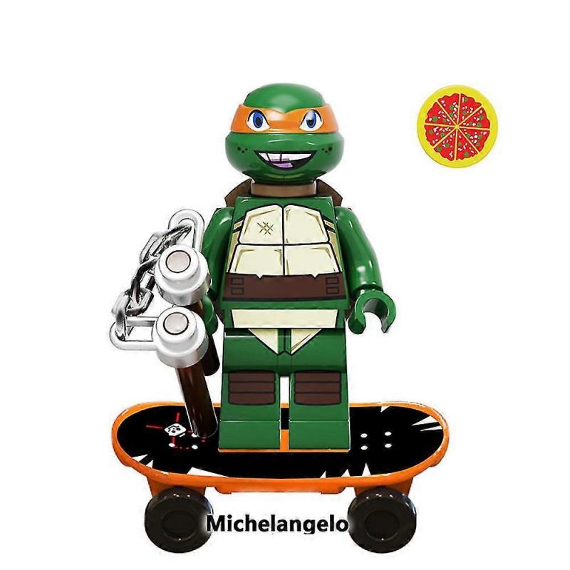 12pcs Teenage Mutant Ninja Turtles Series Raphael Leonardo Michaelangelo Donatello Minifigure Mini Assembled Building Block Toy Kids Gift