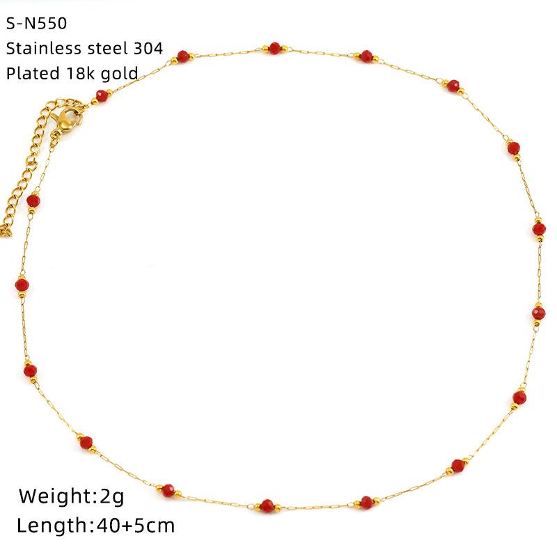 Halskette aus Edelstahl mit glasierten Perlen und Kristallen, süße türkisfarbene Natursteinkette, Persönlichkeit, hochwertige Schlüsselbeinkette
