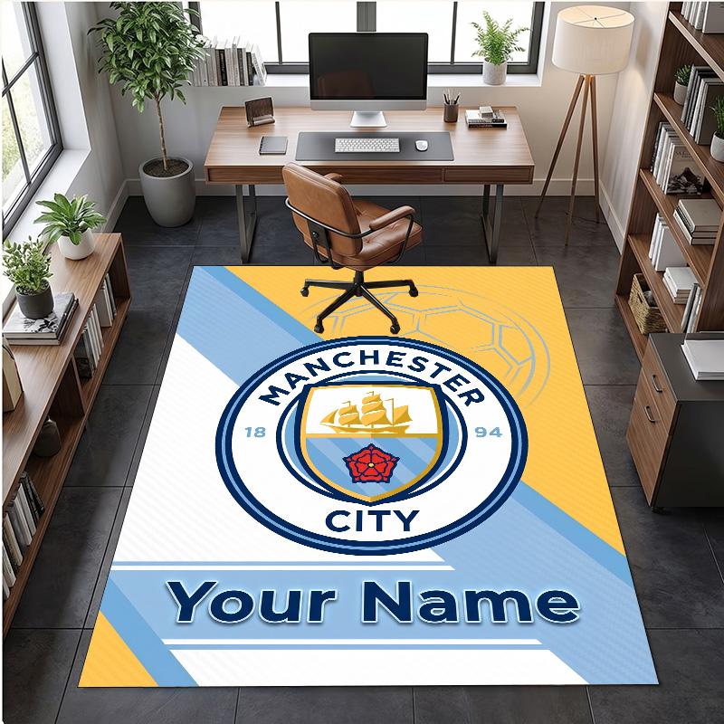 Crystal Velvet Rug Manchester City Print Custom Name Text Floor Mat Home Decor