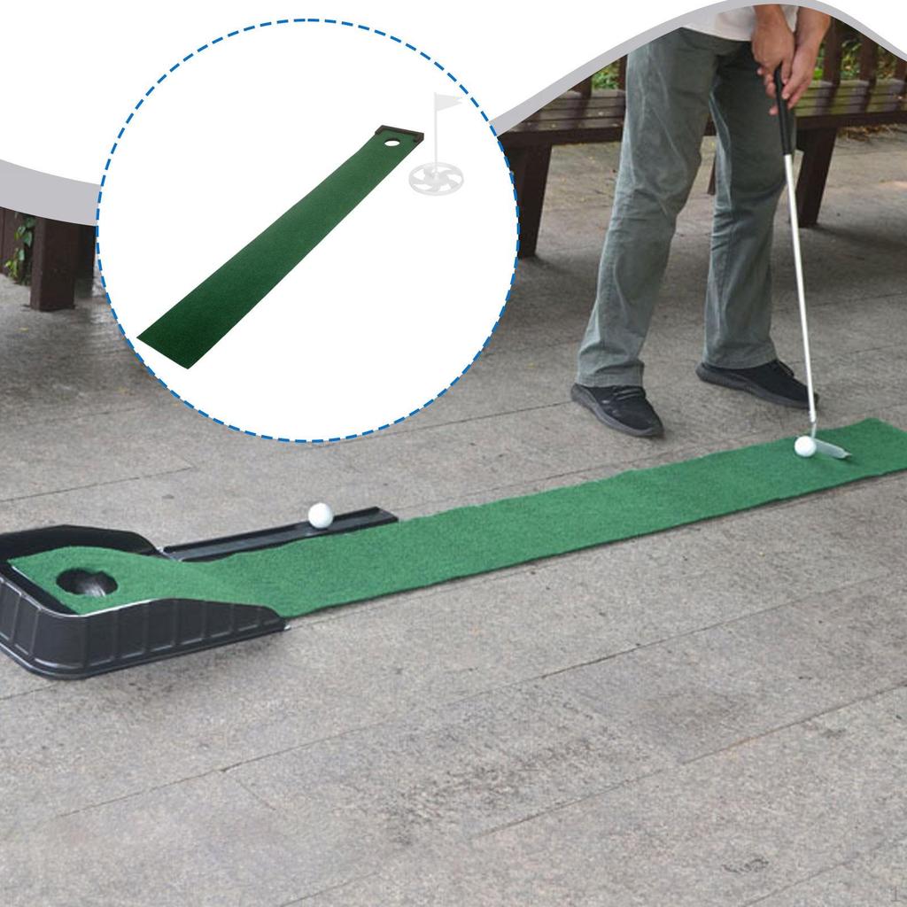 Golf-Puttingmatte mit Rückholfunktion und Putter-Trainingsgerät (9 Grad Neigung) – ideales Geschenk für Väter, für Zuhause, Büro oder Partys