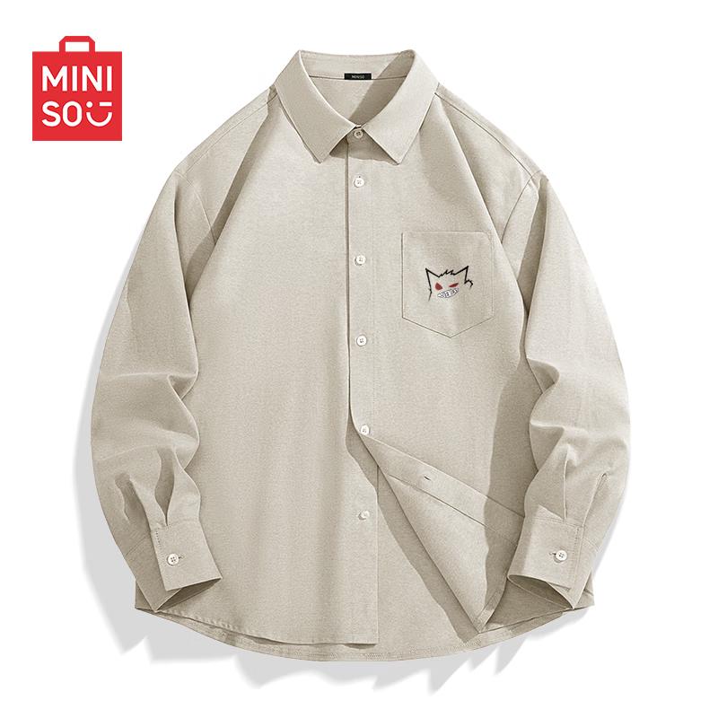 

MINISO Men s Oxford Long Sleeve Casual Shirt