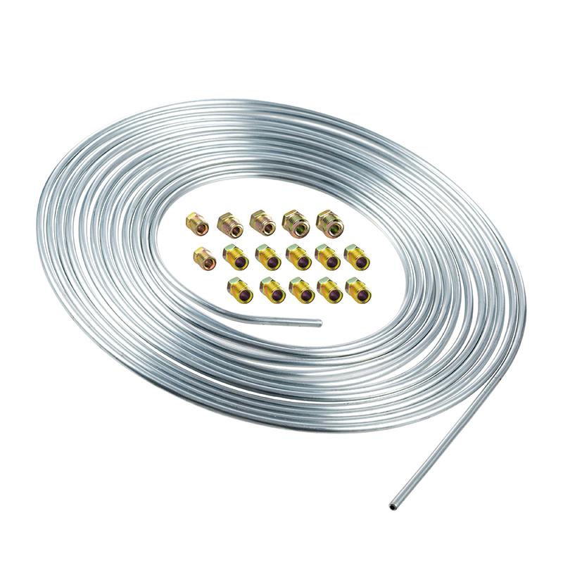 Universelles 25 Fuß 3/16 Kupfer-Nickel Bremsleitungsrohr Spulen-Kit mit 16 Anschlüssen für Ersatz-Reparatur Hydraulisches Brems- Kraftstoff-Übertragungssystem