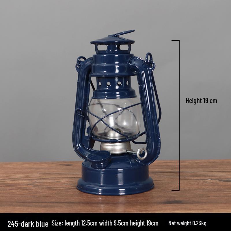 Vintage Wrought Iron Kerosene Hurricane Lamp - Nostalgic Camping Decor & Photography Prop