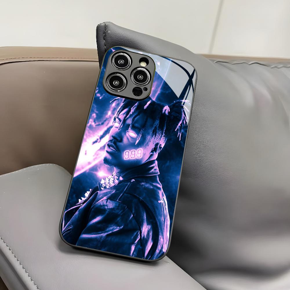 Kryt na telefon Singer J-Juice W-WRLD pro Iphone 17 Air 16 15 14 12 11 13 Pro Max Mini X Xr Xs Puls Černý skleněný kryt
