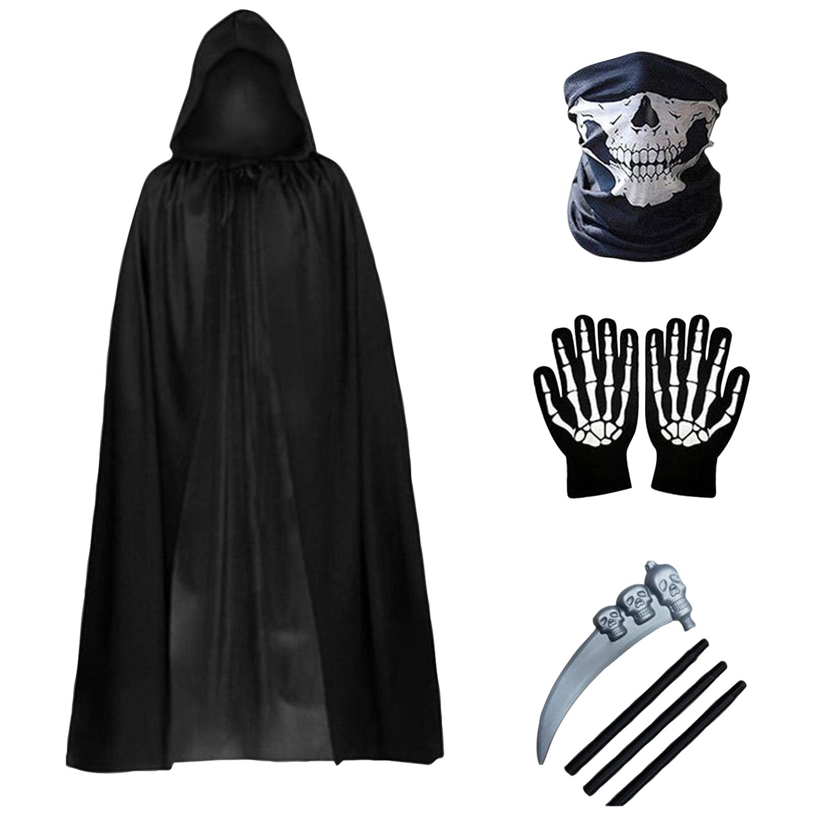 

Комплект костюма для косплея игрового персонажа, Костюмы для вечеринки-маскарада, Костюмы для выставочных выступлений, Комплект черного плаща - Взрослый комплект из четырех предметов One Size чёрный