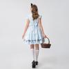Cosplay Halloween, Alice's Dream Wonderland, Japanese cute maid dress cos dress blue and white, short-sleeved princess dress
