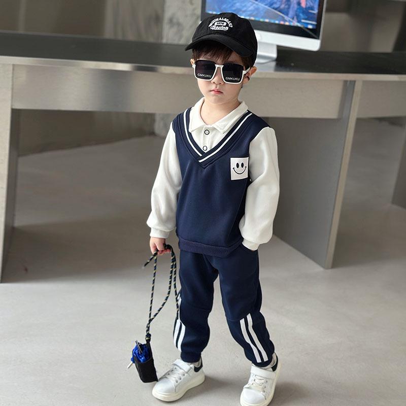 

Boys Autumn Preppy Outfit Set 2025: Handsome Little Master Spring & Fall Clothes 130 cm