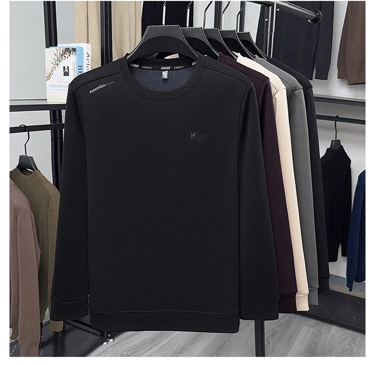 New Fashion Fleece-Lined Men's Sweatshirt: Winter-Ready, Skin-Friendly, Comfortable Long-Sleeved T-Shirt