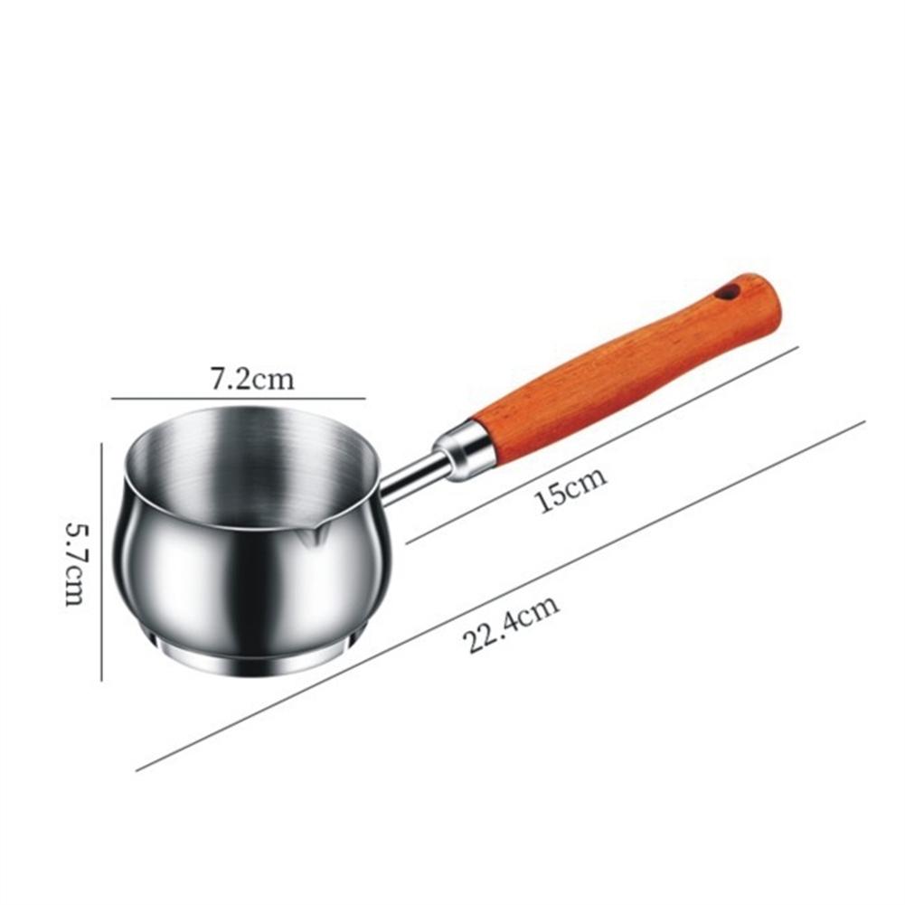 Stainless Steel Milk Pot  Oil Pan Small  Pot Saucepan Wood Handle Long Handle Pot Butter Handmade Jug Heated Coffee Cookware